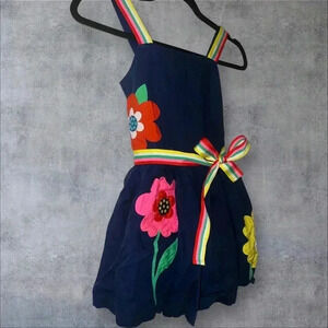 Mini Boden Navy Dress with Floral Accents